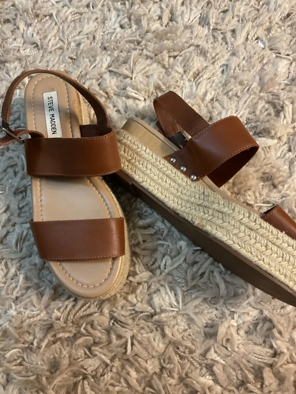 NWOT Steve Madden Tan/Brown platform espadrille wedges